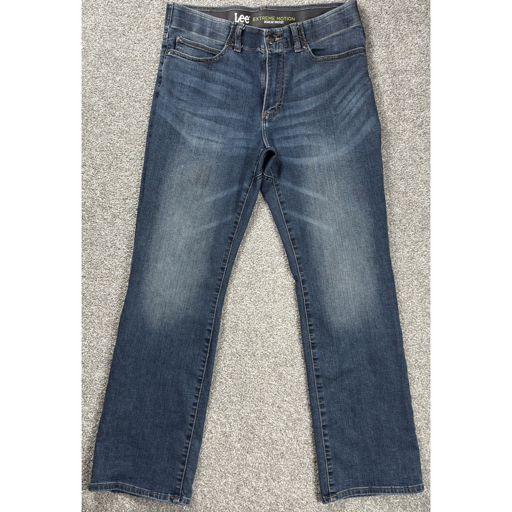 Lee Extreme Motion Bootcut Jeans Men's 34x32 Dark Wash Stretch Denim